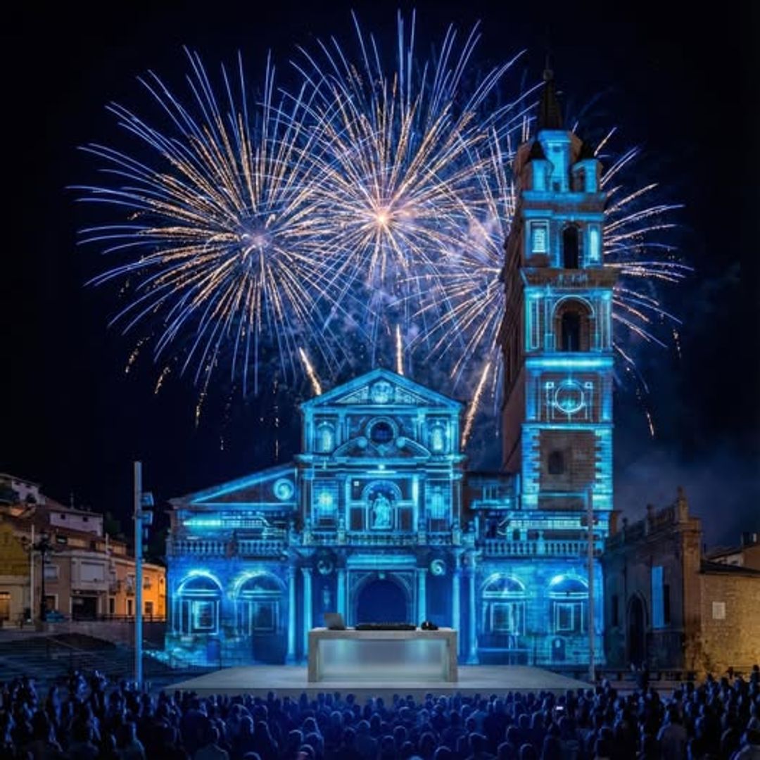 Espectáculo audiovisual del Padre Guilherme en la Plaza de la Catedral de Calahorra