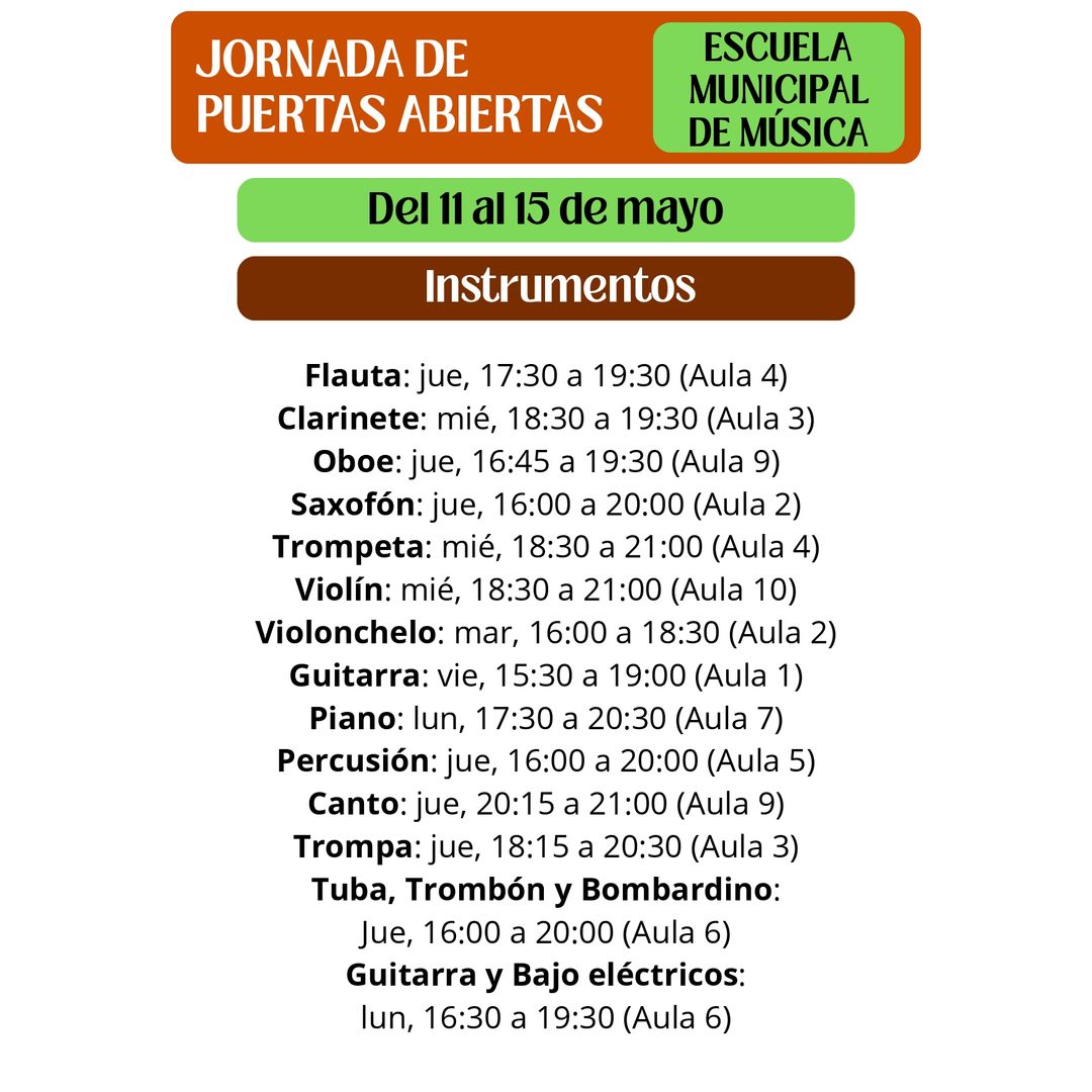 Jornada de puertas abiertas Escuela Mpal. de Música «Agustín Ruiz»